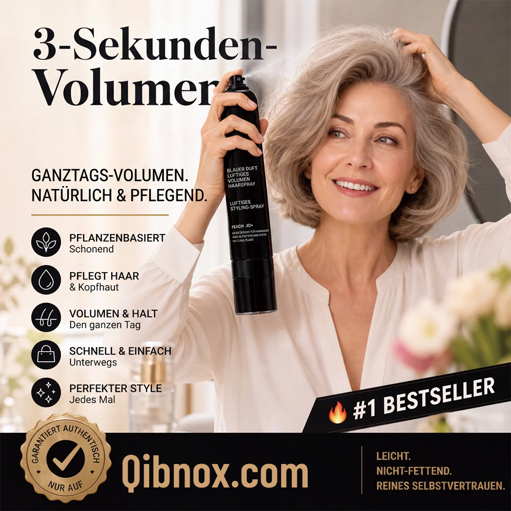🔥 Volumen- & Fixierspray mit Pfirsichduft – Leichtes, schwungvolles Haar & langanhaltender Halt ✨