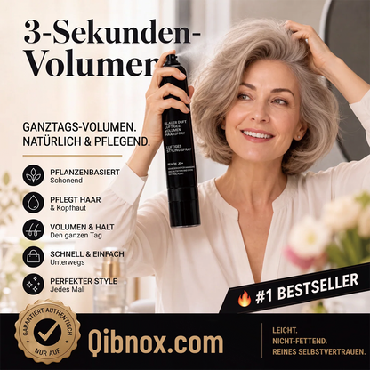 🔥 Volumen- & Fixierspray mit Pfirsichduft – Leichtes, schwungvolles Haar & langanhaltender Halt ✨