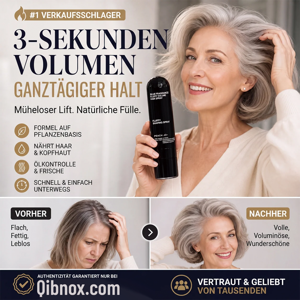 🔥 Volumen- & Fixierspray mit Pfirsichduft – Leichtes, schwungvolles Haar & langanhaltender Halt ✨
