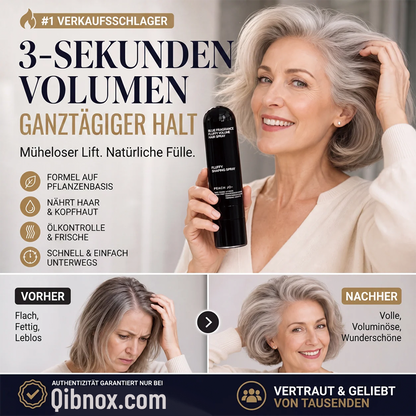 🔥 Volumen- & Fixierspray mit Pfirsichduft – Leichtes, schwungvolles Haar & langanhaltender Halt ✨