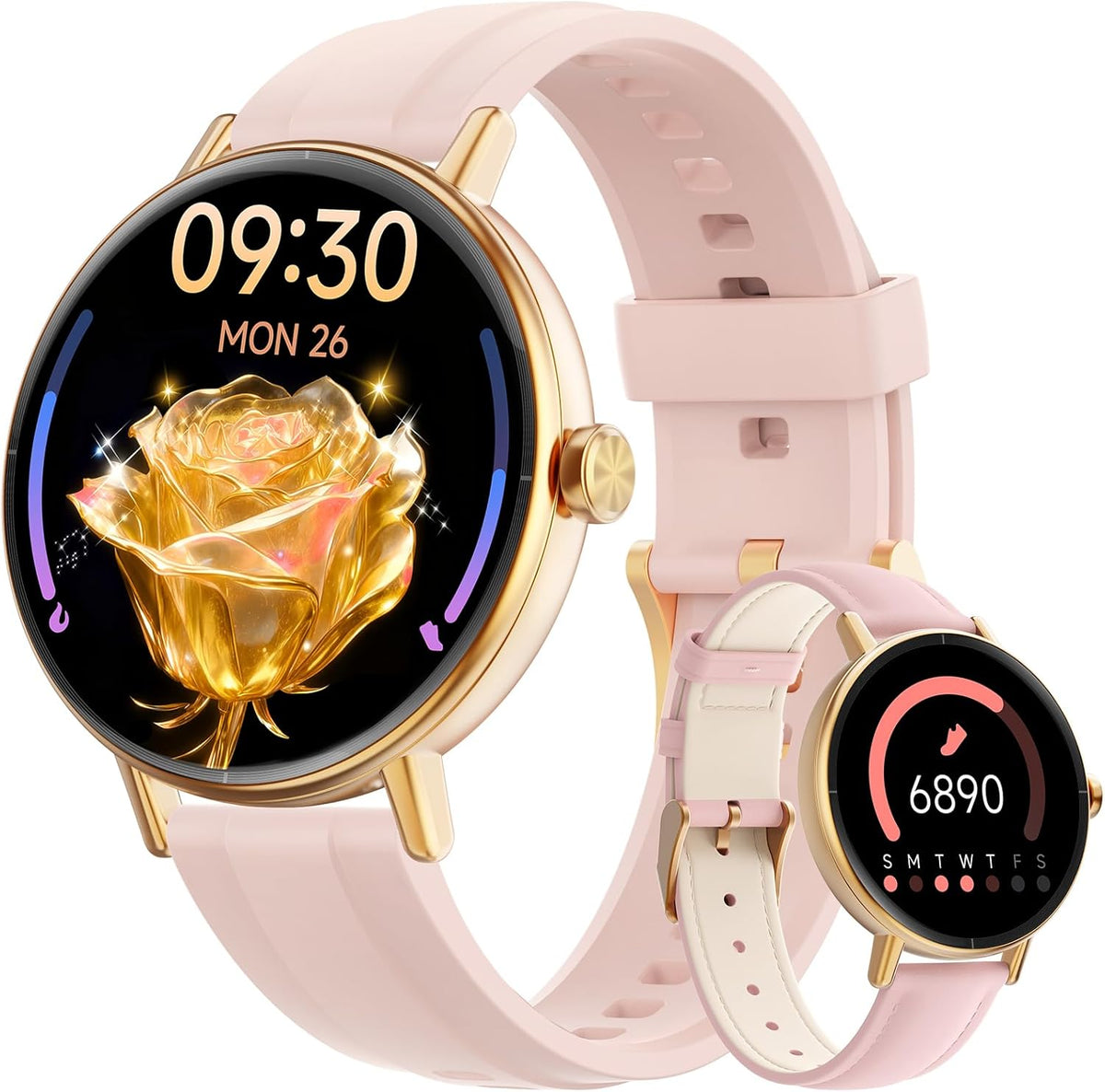Women Smart Watch: 1.57" Call AnswerFitness Tracker with Heart Rate & SpO2,IP68, 2 Bands