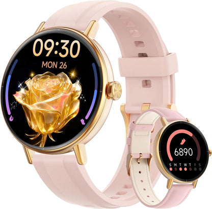Women Smart Watch: 1.57" Call AnswerFitness Tracker with Heart Rate & SpO2,IP68, 2 Bands