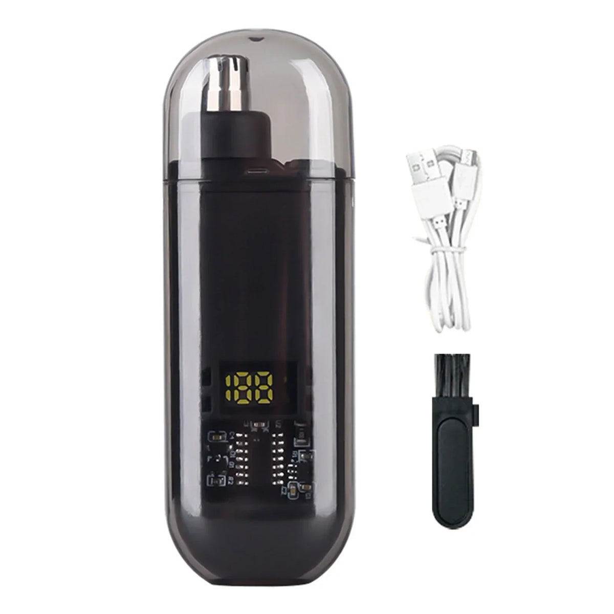 Portable Mini LED Display Nasal Hair Trimmer with Type-C Charging Versatile Compact Personal Grooming Tool