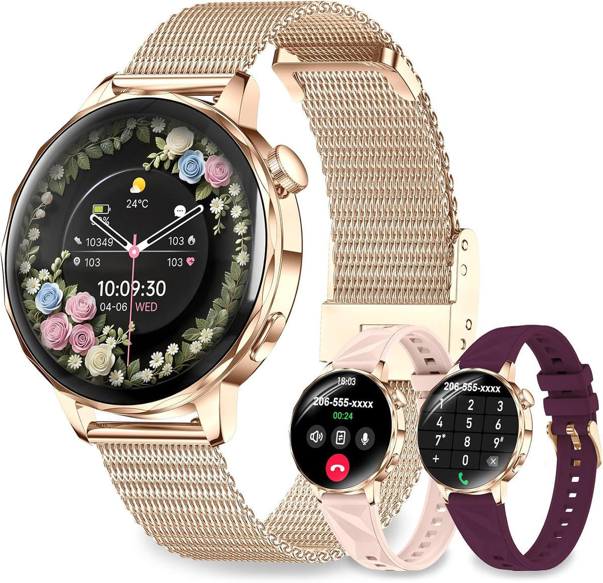 Women Smart Watch: 1.27" Call AnswerIP68 Fitness Tracker (Black)