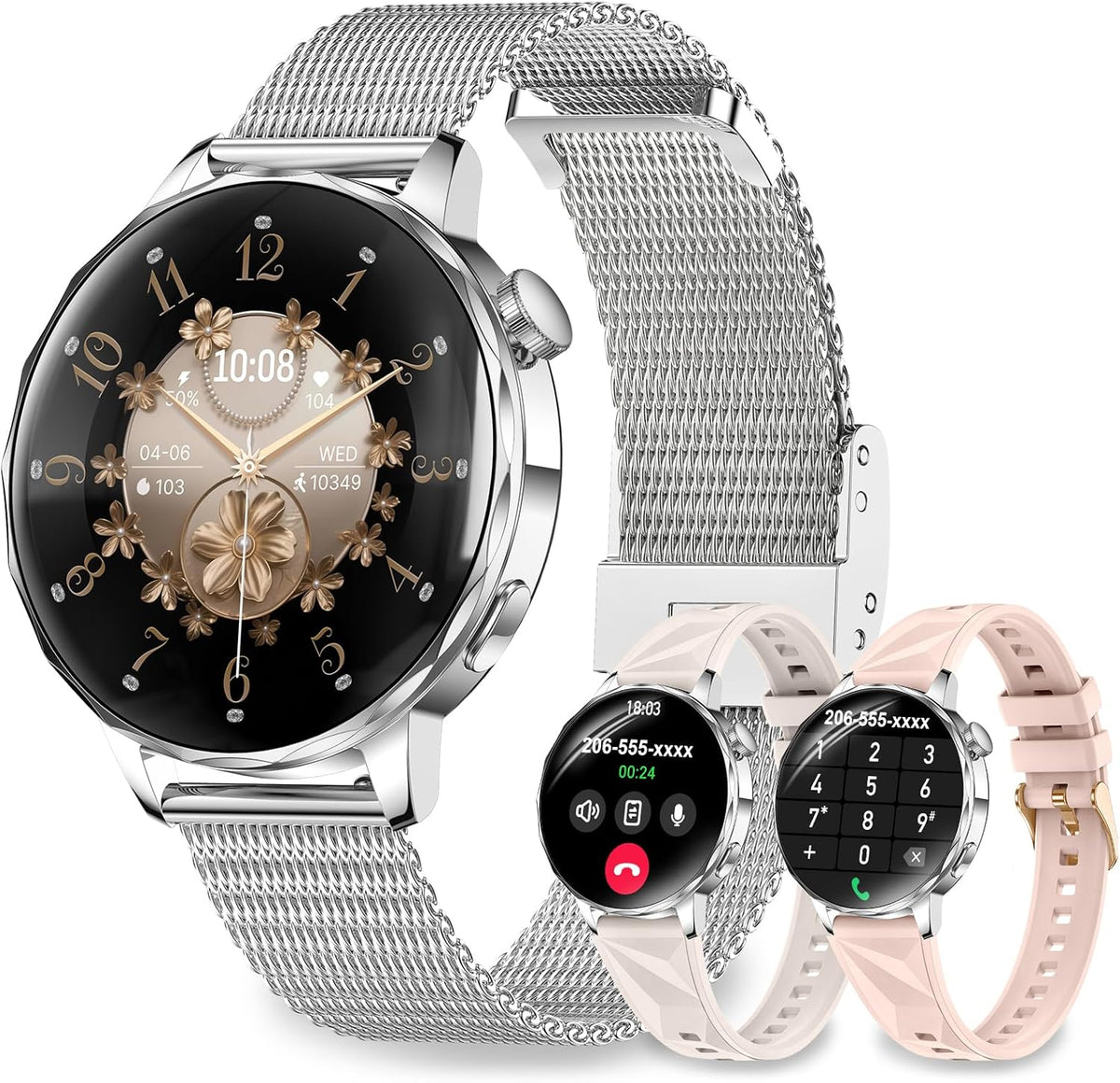 Women Smart Watch: 1.27" Call AnswerIP68 Fitness Tracker (Black)