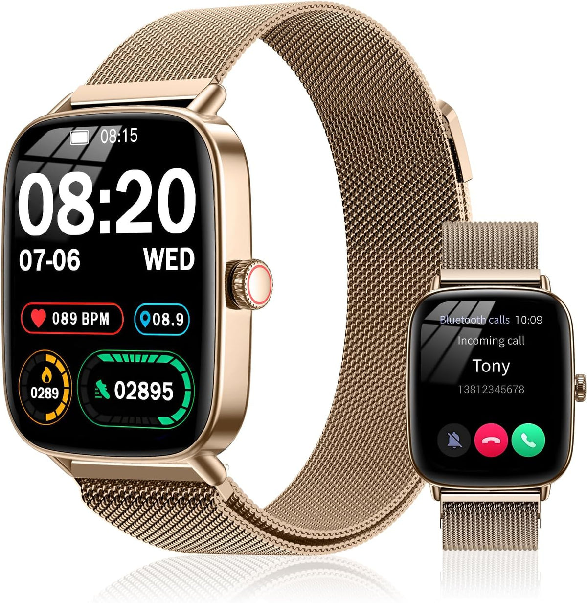 AMOLED Smart Watch for Women: 1.85"IP68 Fitness Tracker, Heart Rate/SpO2,118 Sports Modes (Rose Gold)