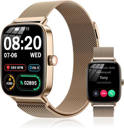 AMOLED Smart Watch for Women: 1.85"IP68 Fitness Tracker, Heart Rate/SpO2,118 Sports Modes (Rose Gold)