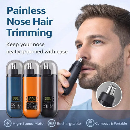 Portable Mini LED Display Nasal Hair Trimmer with Type-C Charging Versatile Compact Personal Grooming Tool